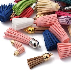 Faux Suede Cord Tassel Pendant Decorations, for Cell Phone Straps Making, Mixed Color, 16~83x7~15mm, hole: 1~3mm(FIND-MSMC003-03)
