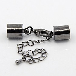 Iron Chain Extender, with Lobster Claw Clasps and Brass Cord Ends, Gunmetal, 36mm, Cord End: 10x6mm, hole: 5mm(KK-K002-5mm-B)