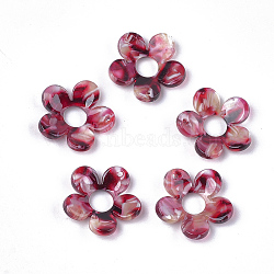 Cellulose Acetate(Resin) Pendants, Flower, Indian Red, 23x24x5mm, Hole: 1.4mm(KY-S158-29D)