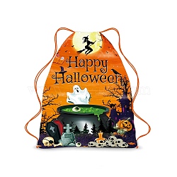 Polyester Backpacks, Nylon Rope Drawstring Bags, Halloween Theme, Dark Orange, 342x283x0.2mm(AJEW-H139-01E)