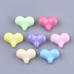 Opaque Solid Color Acrylic Beads, Heart, Mixed Color, 17x22x9mm, Hole: 1.5mm(X-MACR-T030-12)