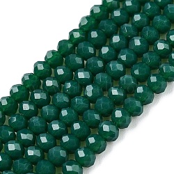 Opaque Solid Color Imitation Jade Glass Beads Strands, Faceted, Rondelle, Green, 2.9~3.3x2mm, Hole: 0.8mm,  about 148~150pcs/strand, 39.5~40cm(EGLA-A044-P2mm-D09)