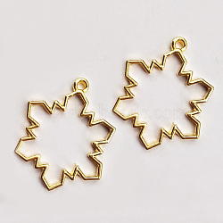 Zinc Alloy Open Back Bezel Pendants, For DIY UV Resin, Epoxy Resin, Pressed Flower Jewelry, Long-Lasting Plated, Snowflake, Golden, 31x24x2.5mm(PALLOY-F242-02G-09)