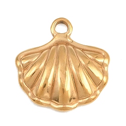 304 Stainless Steel Charms, Shell Shape Charms, Golden, 15x15x3mm, Hole: 1.8mm(SA-CBA6E67-07G)