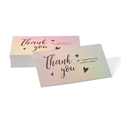 Laser Thank You Card, for Decorations, Rectangle, Colorful, Word, 90x50x0.3mm, 50pcs/bag(DIY-A006-A01)