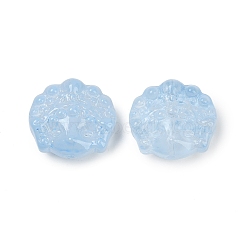 Transparent Glass Beads, Peking Opera Mask, Baking Paint, Light Steel Blue, 17x18x8mm, Hole: 1.2mm(DGLA-E004-11B)