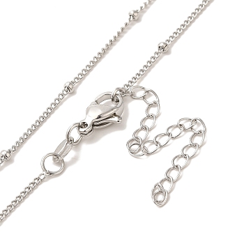 Brass Satellite Chain Necklaces, Platinum, 17.99x0.08 inch(45.7x0.2cm)