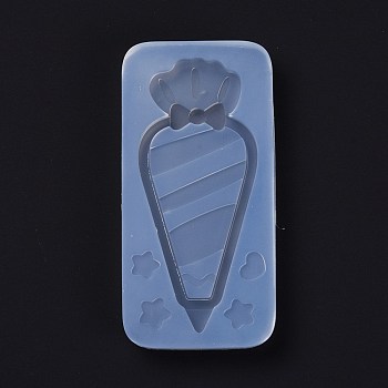 Piping Bag Shape DIY Silicone Molds, Resin Casting Molds, For UV Resin, Epoxy Resin Jewelry Making, White, Stripe Pattern, 88x43x11mm
