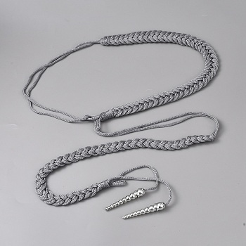 Polyester Guard Lanyard Shoulder Cord, with Cone Charms, Light Grey, 1520x3.5~21x3.5~6.5mm
