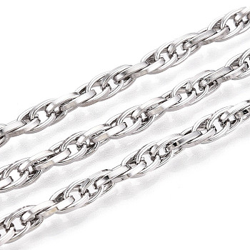 Iron Rope Chains, Unwelded, Nickel Free, Platinum Color, with Spool, link: 4mm thick, wire: 0.9mm, about 328.08 Feet(100m)/roll