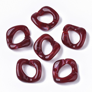 Acrylic Linking Rings, Quick Link Connectors, For Curb Chains Making, Imitation Gemstone Style, Twist, Dark Red, 26.5x27.5x8mm, Inner Diameter: 17.5x11.5mm, about: 133pcs/392g