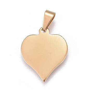 304 Stainless Steel Stamping Blank Tag Pendants, Heart, Golden, 23x19x1.5mm, Hole: 8x4mm
