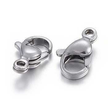 Non-Tarnish 304 Stainless Steel Lobster Claw Clasps, Parrot Trigger Clasps, Stainless Steel Color, 11x7x3.5mm, Hole: 1.4mm