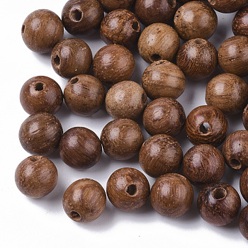 Natural Wood Beads, Waxed Wooden Beads, Undyed, Round, Sienna, 6mm, Hole: 1.4mm, about 4343pcs/500g