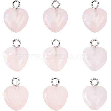 Platinum Heart Rose Quartz Pendants
