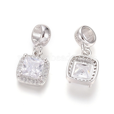 Brass Micro Pave Clear Cubic Zirconia European Dangle Charms(X-OPDL-L016-13P)-2