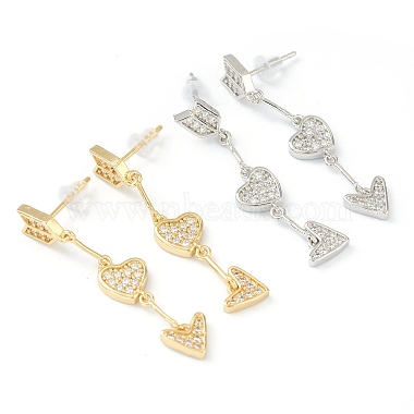 Clear Arrow Brass Stud Earrings