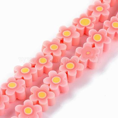 Light Salmon Flower Polymer Clay Beads