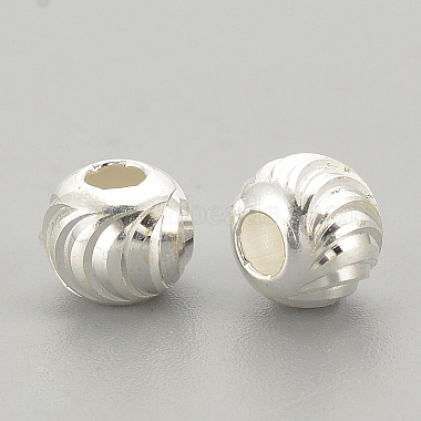 925の純銀製のビーズ(X-STER-S002-16-6mm)-2