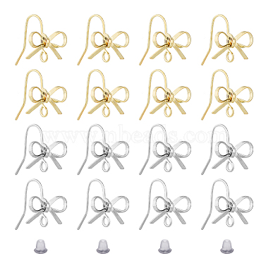 Platinum & Golden Bowknot Brass Stud Earring Findings
