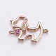 Brass Micro Pave Cubic Zirconia Puppy Links connectors(ZIRC-G125-02A-RG)-1