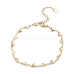 Heart 304 Stainless Steel Link Chain Bracelets, with Lobster Claw Clasps, Golden, 8-1/8 inch(20.5cm)(BJEW-L673-008-G)