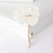 Alloy Brooches, Enamel Pin, Jewely for Women, Flower, White, 75x46mm(PW-WG77419-02)