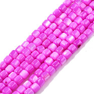 Natural Freshwater Shell Beads Strands, Dyed, Column, Magenta, 3.5x3.5mm, Hole: 0.8mm, about 110~113pcs/strand, 14.69 inch~15.08 inch(37.3~38.3cm)(SHEL-N003-33-A05)