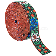Ethnic Style Embroidery Polyester Ribbons, Jacquard Ribbon, Garment Accessories, Flower Pattern, Colorful, 7/8 inch(23mm), 5 yards/Strand(OCOR-WH0079-56)