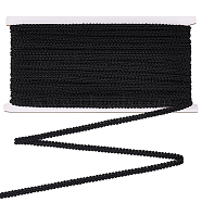 25M Polyester Centipede Ribbon, Clothes Accessories, Black, 1/4 inch(7.5mm), about 27.34 Yards(25m)/Card(OCOR-WH0078-94D)