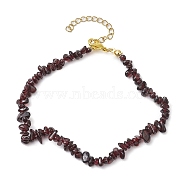 Natural Garnet Anklets, with Alloy Findings, Jewely for Women, 9 inch(22.8cm)(AJEW-AN00592-11)