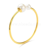 Ion Plating(IP) 304 Stainless Steel Cuff Bangles, Torque Bangles with Plastic Pearl, Golden, Inner Diameter: 2x2-1/4 inch(5.1x5.7cm)(BJEW-M309-01G)