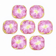 Translucent Acrylic Cabochons, Square with Flower Pattern, Violet, 24.5x24.5x8.5mm(KY-T022-17)