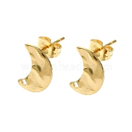 304 Stainless Steel Stud Earring Findings, Moon, 12x9mm, Hole: 1.4mm, Pin: 10.5x0.5mm.(STAS-L024-003G-10)