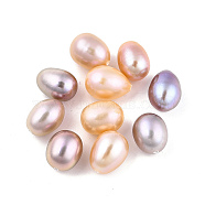 Natural Keshi Pearl Beads, Freshwater Pearl, Half Drilled, Rice, Mixed Color, 8~10x6.5~7mm, Hole: 0.8mm(PEAR-N020-07A)