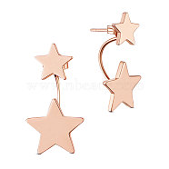 SHEGRACE Brass Stud Earrings, Star, Rose Gold, 21.7mm(JE745B)