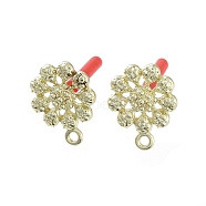 Rack Plating Golden Alloy Stud Earring Findings, with Loops and 304 Stainless Steel Pins, Cadmium Free & Nickel Free & Lead Free, Flower, 17.5x13.5mm, Hole: 1.6mm, Pin: 0.7x10mm(EJEW-B036-01G-05)