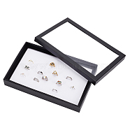 Paper Jewelry Presentation Boxes, with Window, for Jewelry Organizer Storage Case, Rectangle, White & Black, 28.5x18.3x3.95cm(CON-WH0087-60B)