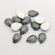 Teardrop Acrylic Cabochons, Black, 21x15x5.48~5.7mm(ACAB-N004-15x21-YSA1)