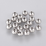 304 Stainless Steel Smooth Round Spacer Beads, Stainless Steel Color, 4x3mm, Hole: 1.2mm(X-STAS-M006-01B)