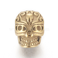 304 Stainless Steel European Beads, Large Hole Beads, Skull, Golden, 12x8x8mm, Hole: 4.5mm(STAS-F150-103G)