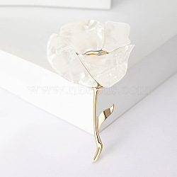 Alloy Brooches, Enamel Pin, Jewelry for Women, Flower, White, 75x46mm(PW-WG77419-02)