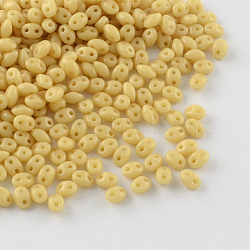 2-Hole Seed Beads, Czech Glass Beads, BurlyWood, 5x3.5x3mm, Hole: 0.5mm, about 650pcs/bag(GLAA-R159-04)