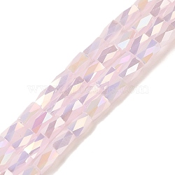 Electroplate Glass Beads Strands, AB Color Plated, Faceted, Column, Pearl Pink, 4x2mm, Hole: 0.9mm, about 100pcs/strand, 19.29''(49cm)(GLAA-P068-AB05)