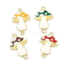 Autumn Brass Enamel Mushroom Links Connector Charms, Golden, Mixed Color, 21.5x14x2mm, Hole: 1.6mm(KK-K417-03A-G)
