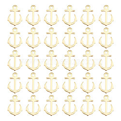 30Pcs Brass Pendants, Long-Lasting Plated, Cadmium Free & Lead Free, Anchor, Real 24K Gold Plated, 16x11.5x0.7mm, Hole: 1.8mm(KK-CA0002-33)