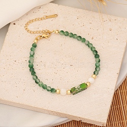 Natural Moss Agate Rectangle Beaded Bracelet for Woman, 7-1/8 inch(18cm)(PW-WG21593-05)