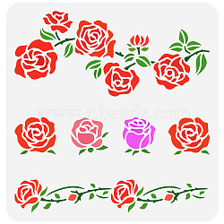 PET Hollow Out Drawing Painting Stencils, for DIY Scrapbook, Photo Album, Rose Pattern, 30x30cm(DIY-WH0391-0173)