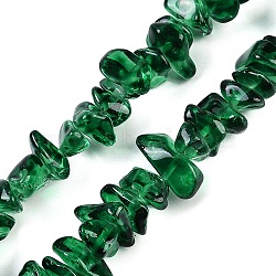 Transparent Glass Beads Strands, Imitation Gemstone, Nuggets, Green, 4~11x8~10x2~8mm, Hole: 0.7mm, 31.10''(79cm)(GLAA-Z009-01F)