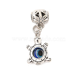 Tibetan Style Alloy Resin Pendants, Turtle with Eye, Antique Silver, 30mm, Hole: 3.5mm(FIND-Z063-03AS)